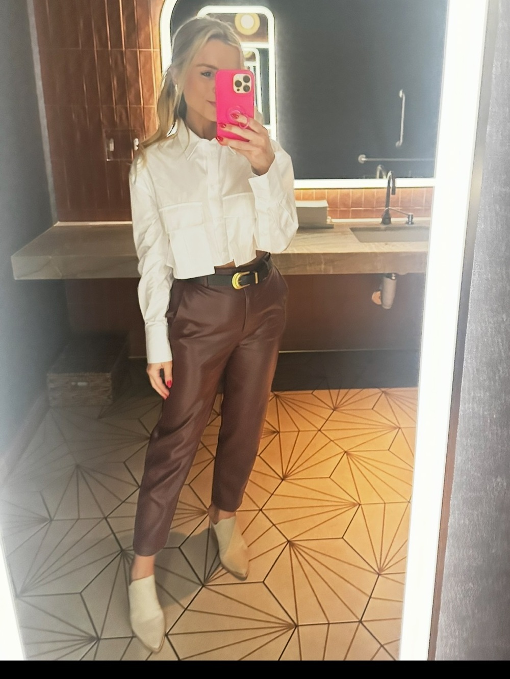 French Connection Crolenda Faux Leather Straight Pants size 4